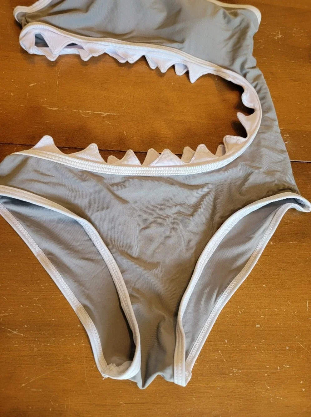 Swim | Shark Bite Gray Oneshoulder Cutout Onepiece Swimsuit With White ...